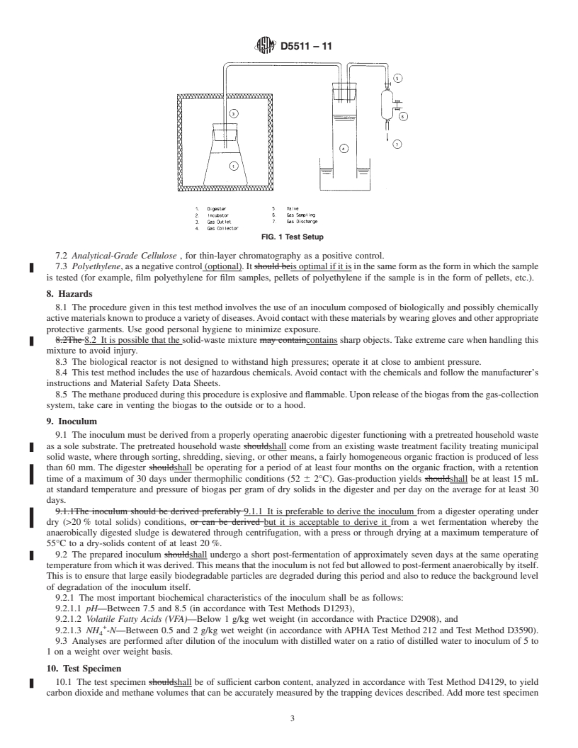 REDLINE ASTM D5511-11 - Standard Test Method for Determining Anaerobic Biodegradation of Plastic Materials Under High-Solids Anaerobic-Digestion Conditions