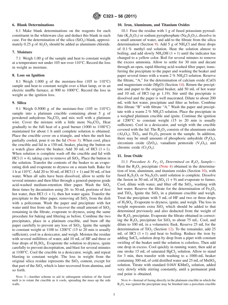 ASTM C323-56(2011) - Standard Test Methods for Chemical Analysis of Ceramic Whiteware Clays