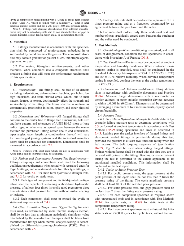 ASTM D5685-11 - Standard Specification for "Fiberglass" (Glass-Fiber-Reinforced Thermosetting-Resin) Pressure Pipe Fittings