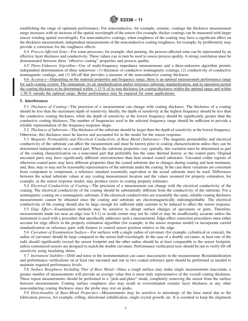 REDLINE ASTM E2338-11 - Standard Practice for Characterization of Coatings Using Conformable Eddy-Current Sensors without Coating Reference Standards