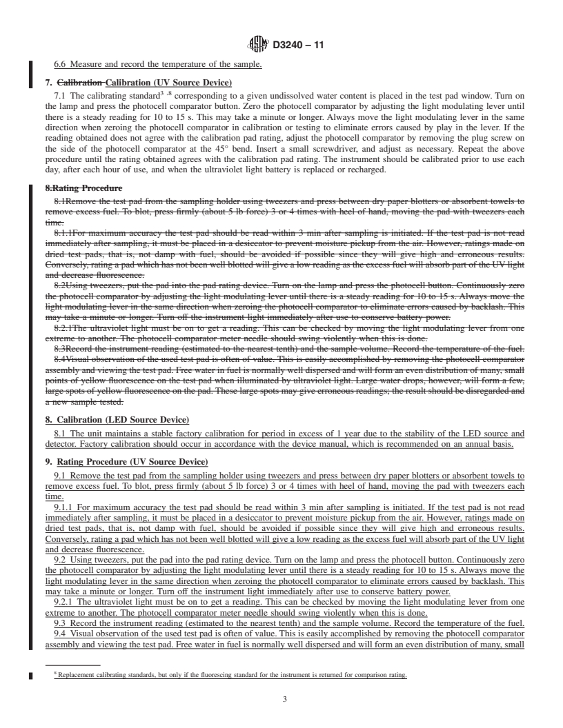 REDLINE ASTM D3240-11 - Standard Test Method for Undissolved Water In Aviation Turbine Fuels