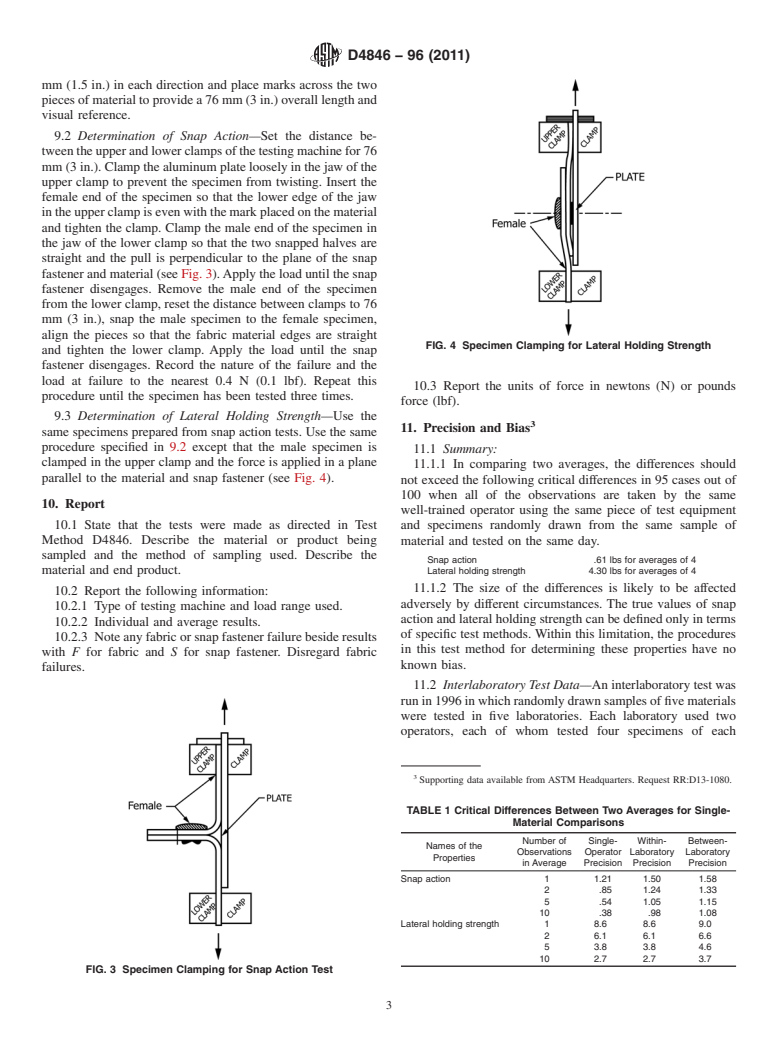 ASTM D4846-96(2011) - Standard Test Method for Resistance to Unsnapping of Snap Fasteners