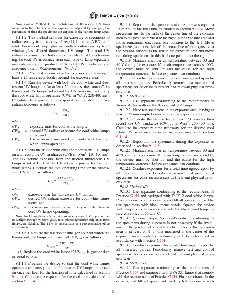 ASTM D4674-02a(2010) - Standard Practice for Accelerated Testing for Color Stability of Plastics Exposed to Indoor Office Environments (Withdrawn 2019)