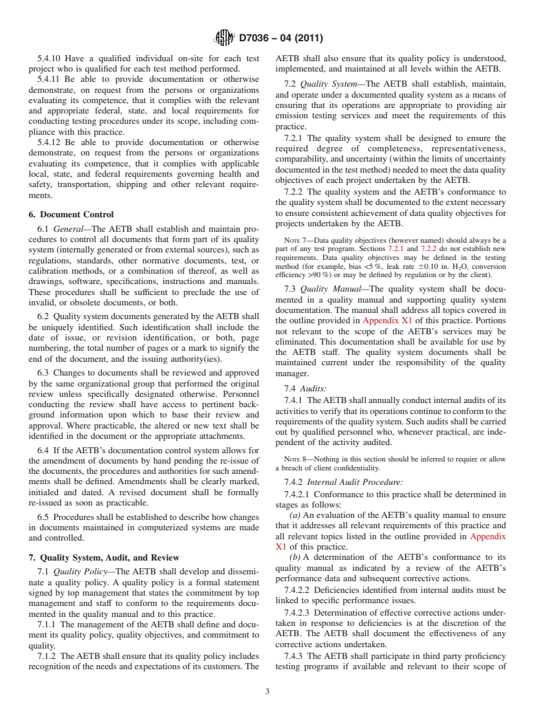 ASTM D7036-04(2011) - Standard Practice for Competence of Air Emission Testing Bodies