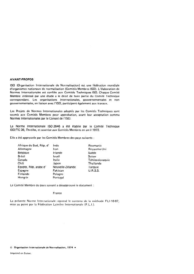SIST ISO 2646:1995 ISO 2646:1974 - Laine -- Mesurage de la longueur des fibres travaillées sur systeme "laine peignée", par un appareil donnant un graphique de distribution de longueur des fibres - Page 2 preview