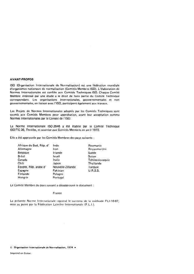 SIST ISO 2646:1995 ISO 2646:1974 - Laine -- Mesurage de la longueur des fibres travaillées sur systeme "laine peignée", par un appareil donnant un graphique de distribution de longueur des fibres - Page 2 preview