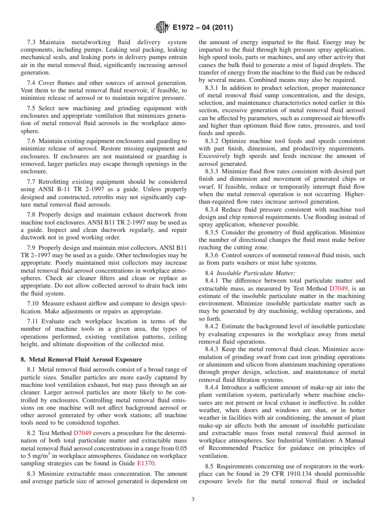 ASTM E1972-04(2011) - Standard Practice for Minimizing Effects of Aerosols in the Wet Metal Removal Environment (Withdrawn 2017)