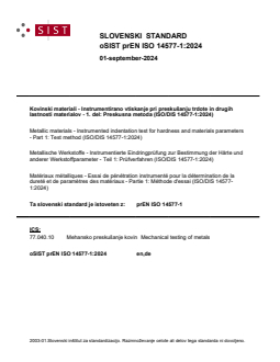 oSIST prEN ISO 14577-1:2024 - Page 1 preview