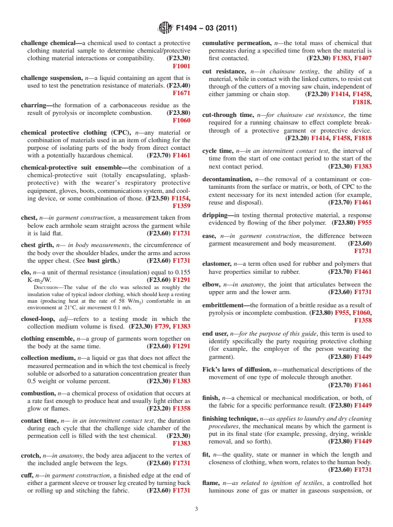 ASTM F1494-03(2011) - Standard Terminology Relating to Protective Clothing