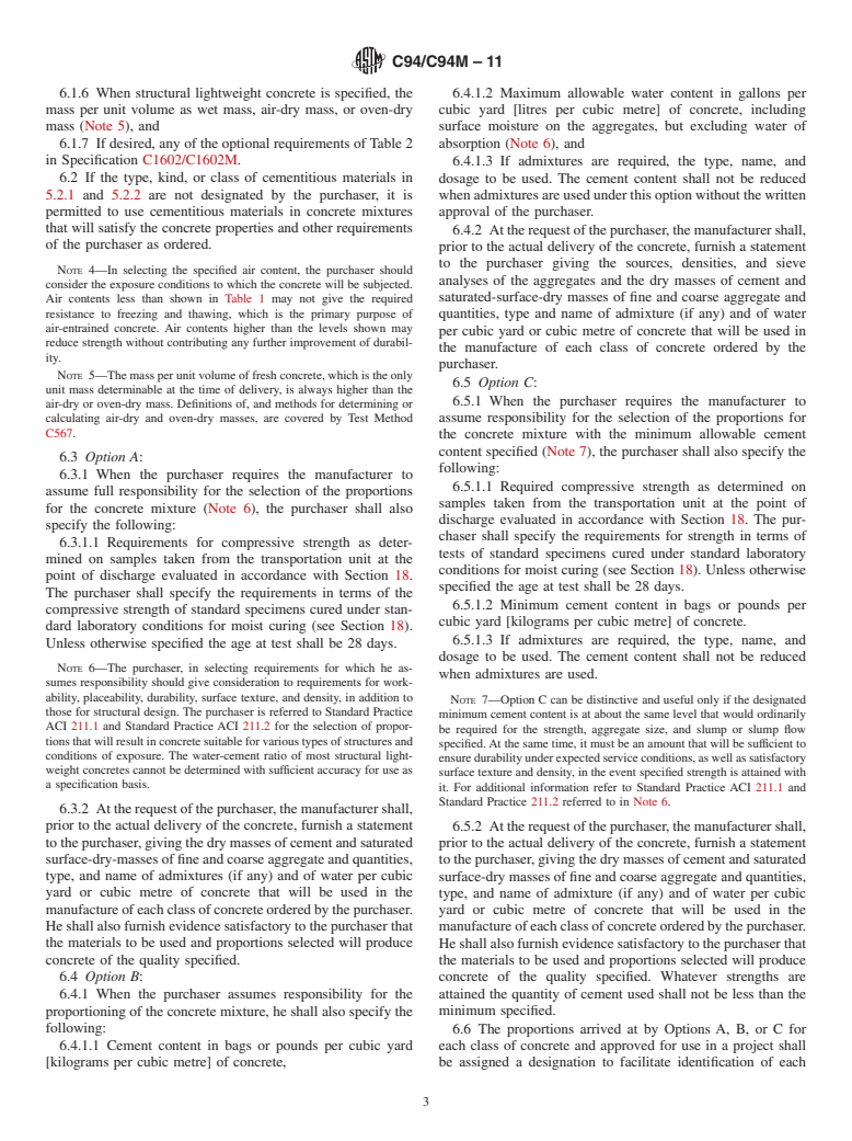 ASTM C94/C94M-11 - Standard Specification for Ready-Mixed Concrete