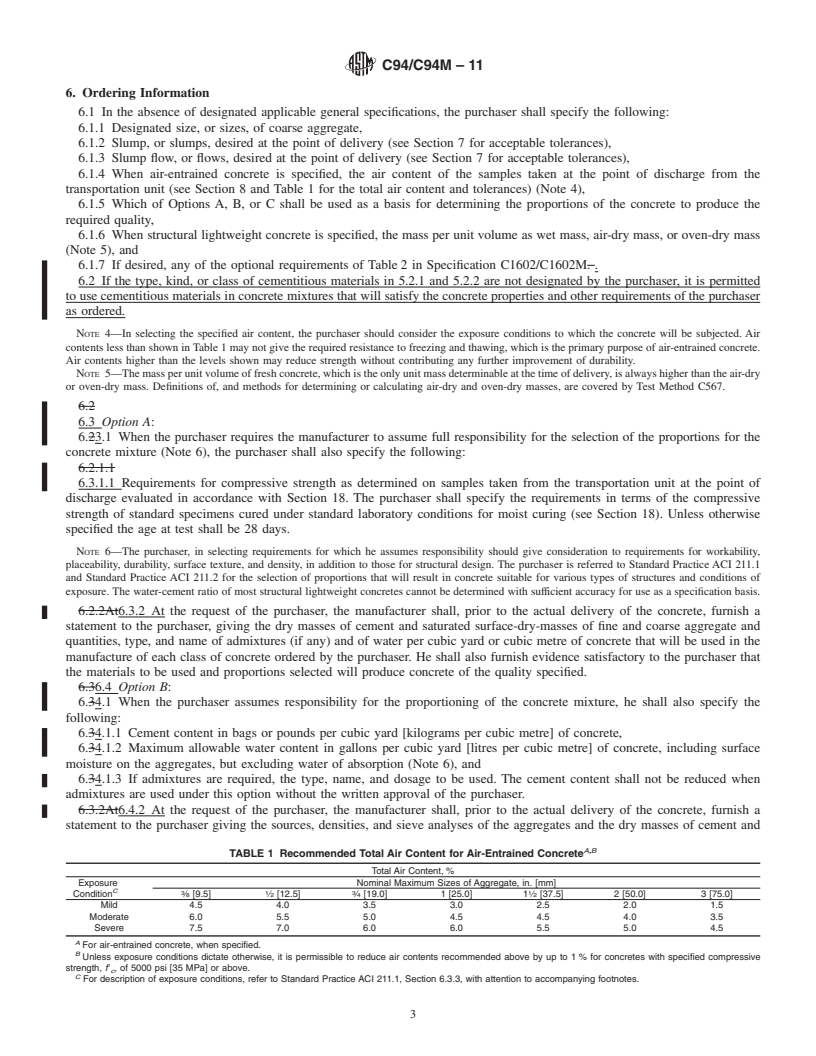 REDLINE ASTM C94/C94M-11 - Standard Specification for Ready-Mixed Concrete