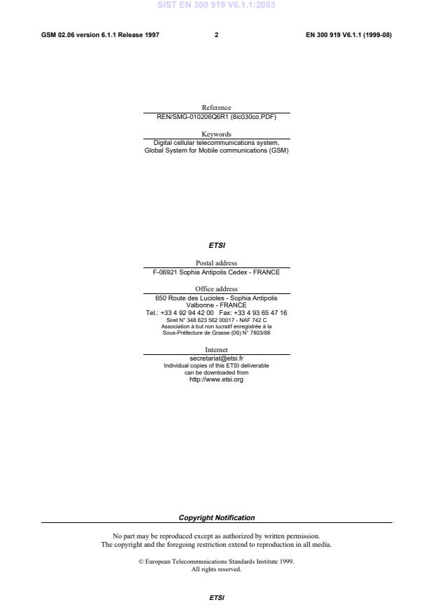 SIST EN 300 919 V6.1.1:2003 SIST EN 300 919 V6.1.1:2003 - Page 4 preview