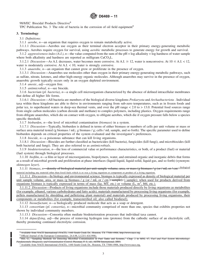 REDLINE ASTM D6469-11 - Standard Guide for Microbial Contamination in Fuels and Fuel Systems