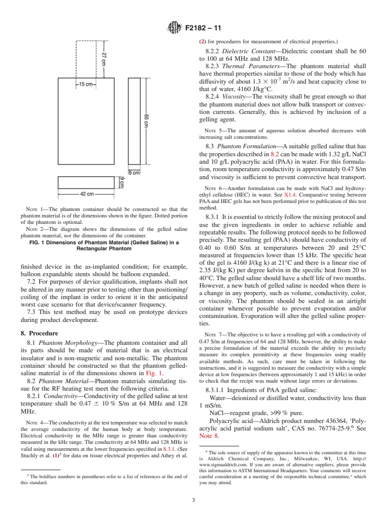 ASTM F2182-11 - Standard Test Method for Measurement of Radio Frequency Induced Heating Near Passive Implants During Magnetic Resonance Imaging