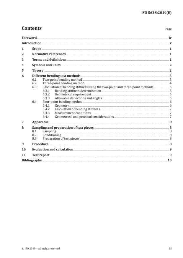 ISO 5628:2019 - Paper and board -- Determination of bending stiffness -- General principles for two-point, three-point and four-point methods