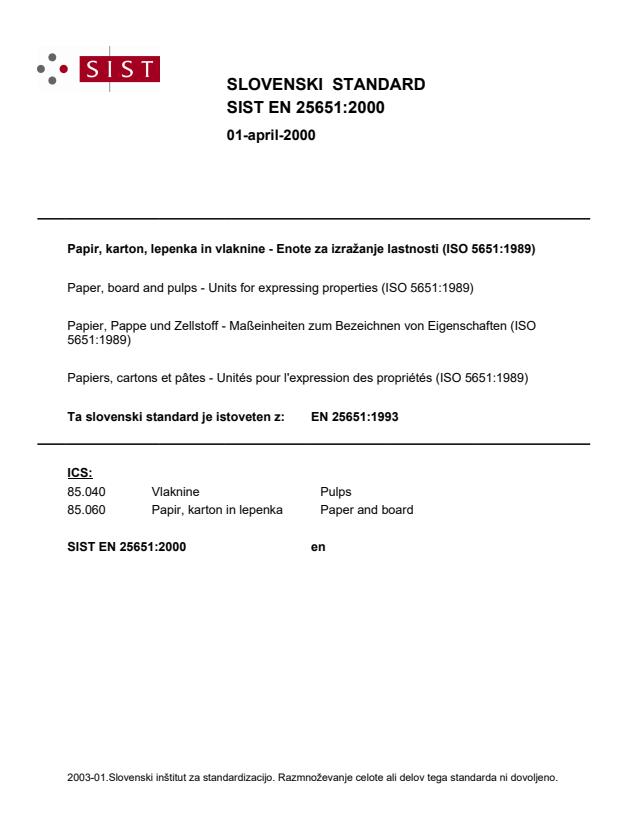 EN 25651:1993 - Paper, board and pulps - Units for expressing ...