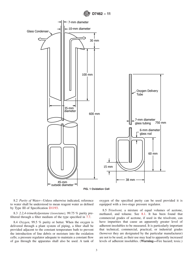 ASTM D7462-11 - Standard Test Method for Oxidation Stability of Biodiesel (B100) and Blends of Biodiesel with  Middle Distillate Petroleum Fuel (Accelerated Method) (Withdrawn 2016)