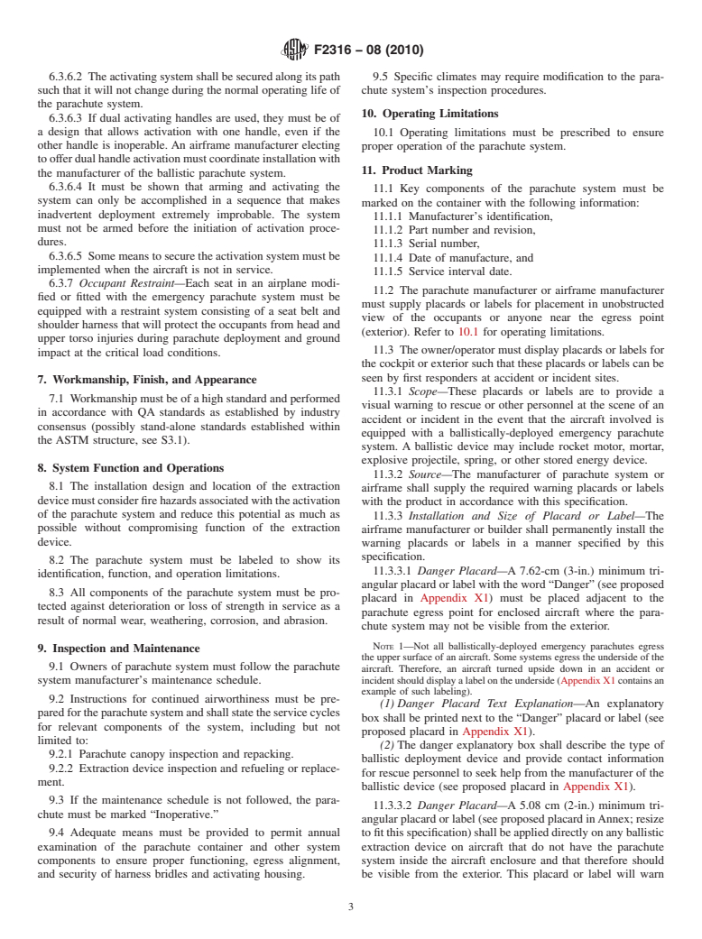 ASTM F2316-08(2010) - Standard Specification for Airframe Emergency Parachutes for Light Sport Aircraft