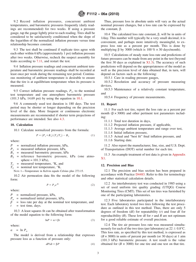 ASTM F1112-06a(2010) - Standard Test Method for Static Testing of Tubeless Pneumatic Tires for Rate of Loss of Inflation Pressure