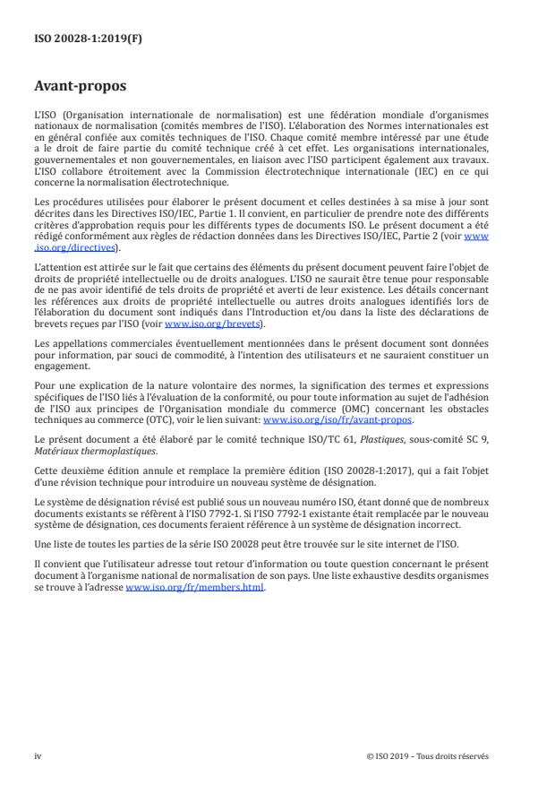 ISO 20028-1:2019 ISO 20028-1:2019 - Plastiques -- Matériaux polyesters thermoplastiques (TP) pour moulage et extrusion - Page 4 preview