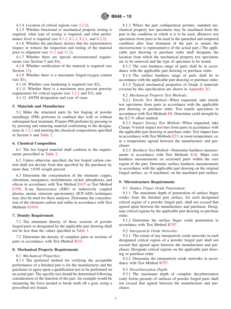 ASTM B848-10 - Specification for Powder Forged (P/F) Ferrous Materials