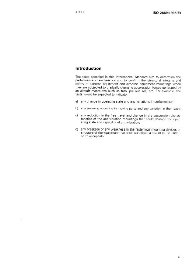 ISO 2669:1995 - Environmental tests for aircraft equipment -- Steady-state acceleration