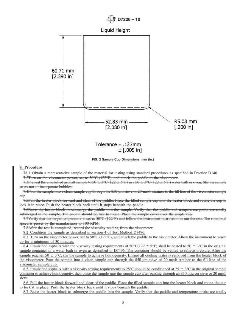 REDLINE ASTM D7226-10 - Standard Test Method for Determining the Viscosity of Emulsified Asphalts Using a Rotational Paddle Viscometer