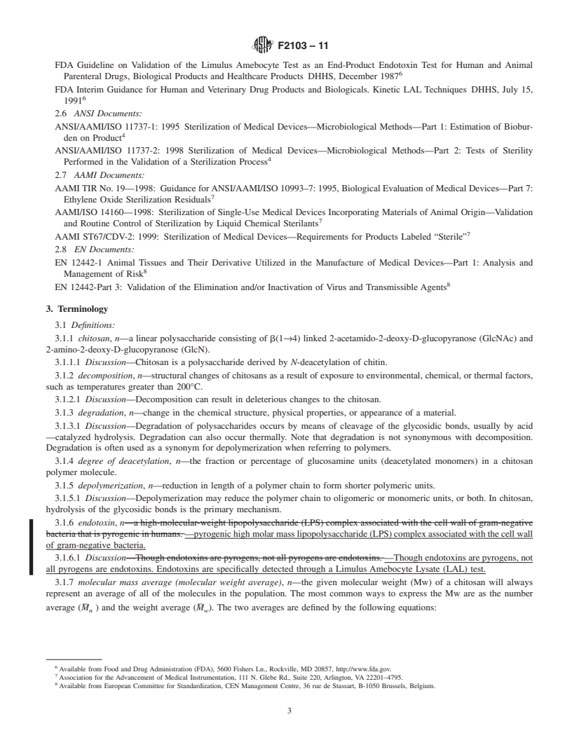 REDLINE ASTM F2103-11 - Standard Guide for Characterization and Testing of Chitosan Salts as Starting Materials Intended for Use in Biomedical and Tissue-Engineered Medical Product Applications