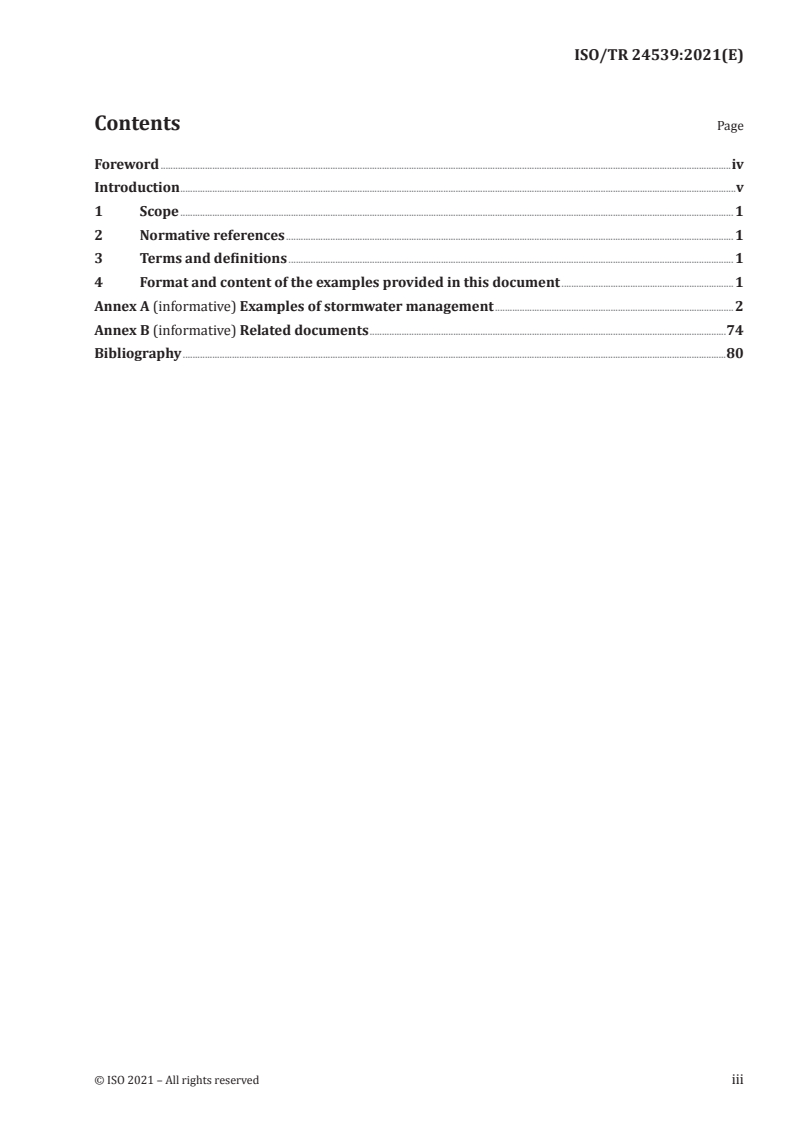 ISO/TR 24539:2021 - Service activities relating to drinking water supply, wastewater and stormwater systems — Examples of good practices for stormwater management
Released:4/20/2021