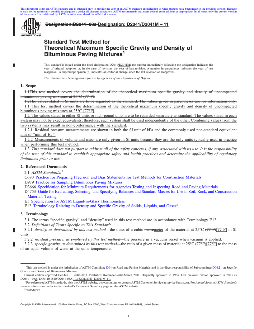 Astm D D M Standard Test Method For Theoretical Maximum Specific Gravity And Density Of