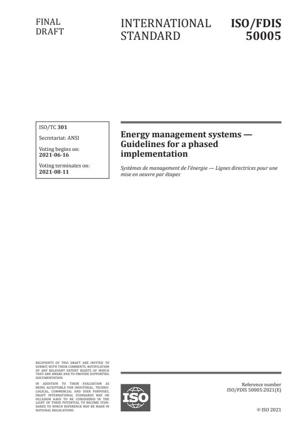 ISO/FDIS 50005 - Energy management systems -- Guidelines for a phased implementation