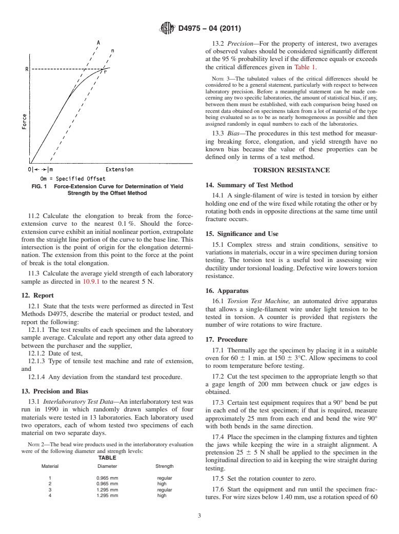 ASTM D4975-04(2011) - Standard Test Methods for Single-Filament Tire Bead Wire Made from Steel