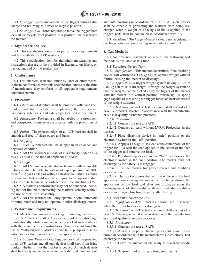 ASTM F2574-06(2010) - Standard Specification for Low Velocity Projectile Marker