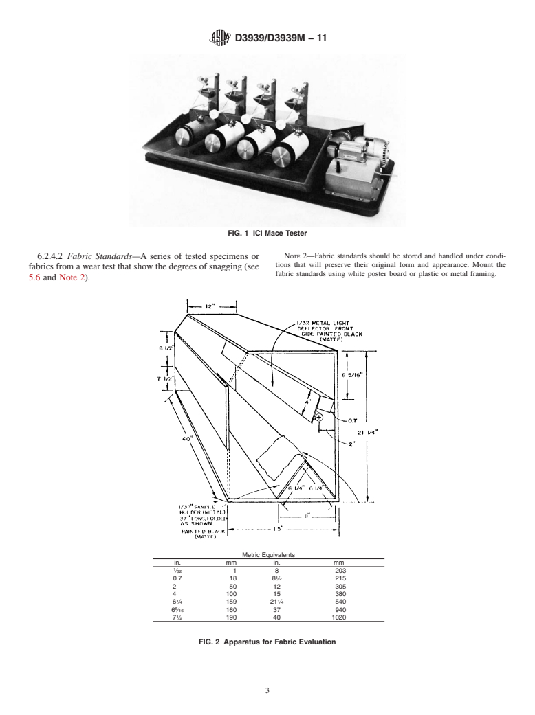 ASTM D3939/D3939M-11 - Standard Test Method for Snagging Resistance of Fabrics (Mace)