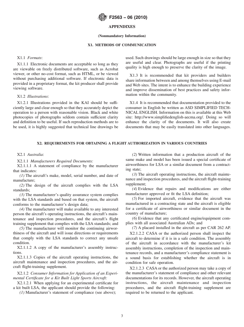 ASTM F2563-06(2010) - Standard Practice for Kit Assembly Instructions of Aircraft Intended Primarily for Recreation