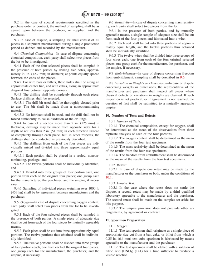 ASTM B170-99(2010)e1 - Standard Specification for Oxygen-Free Electrolytic Copper&#8212;Refinery Shapes