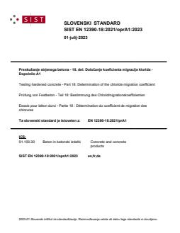 EN 12390-18:2021/oprA1:2023 - Page 1 preview