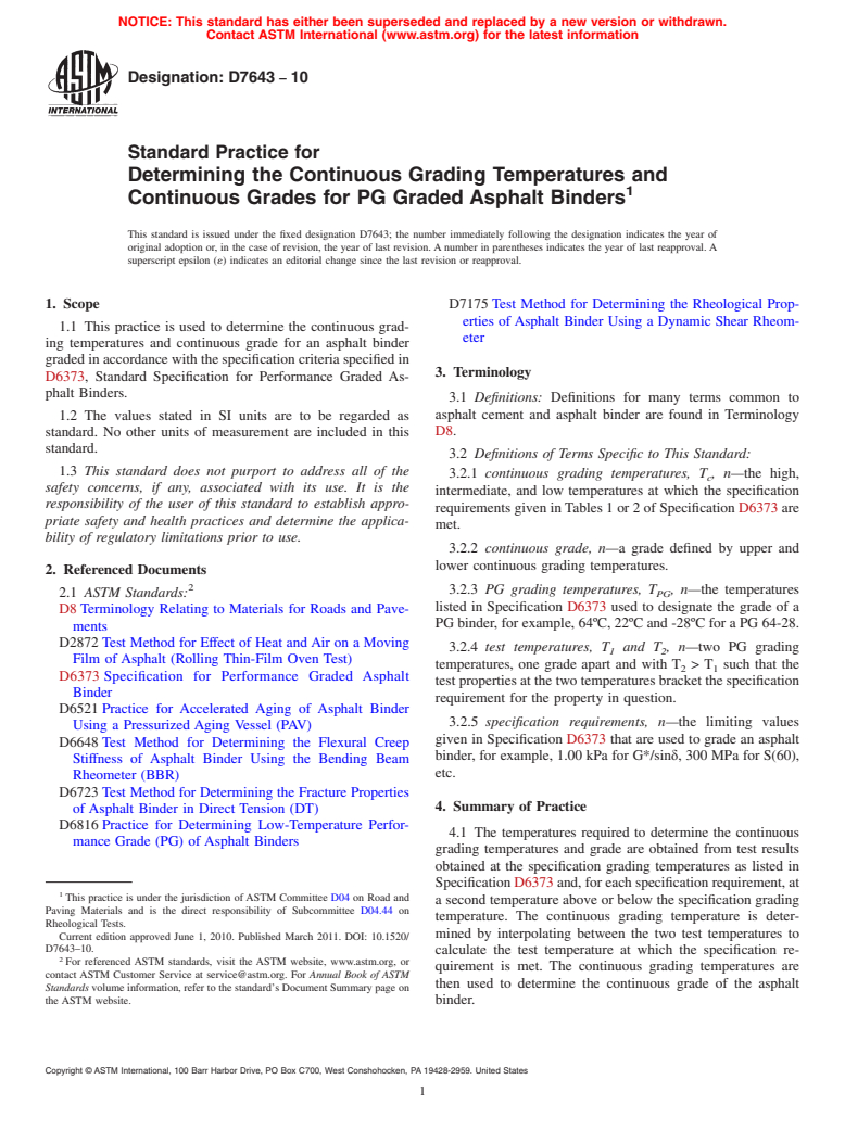 ASTM D7643-10 - Standard Practice For Determining The Continuous ...