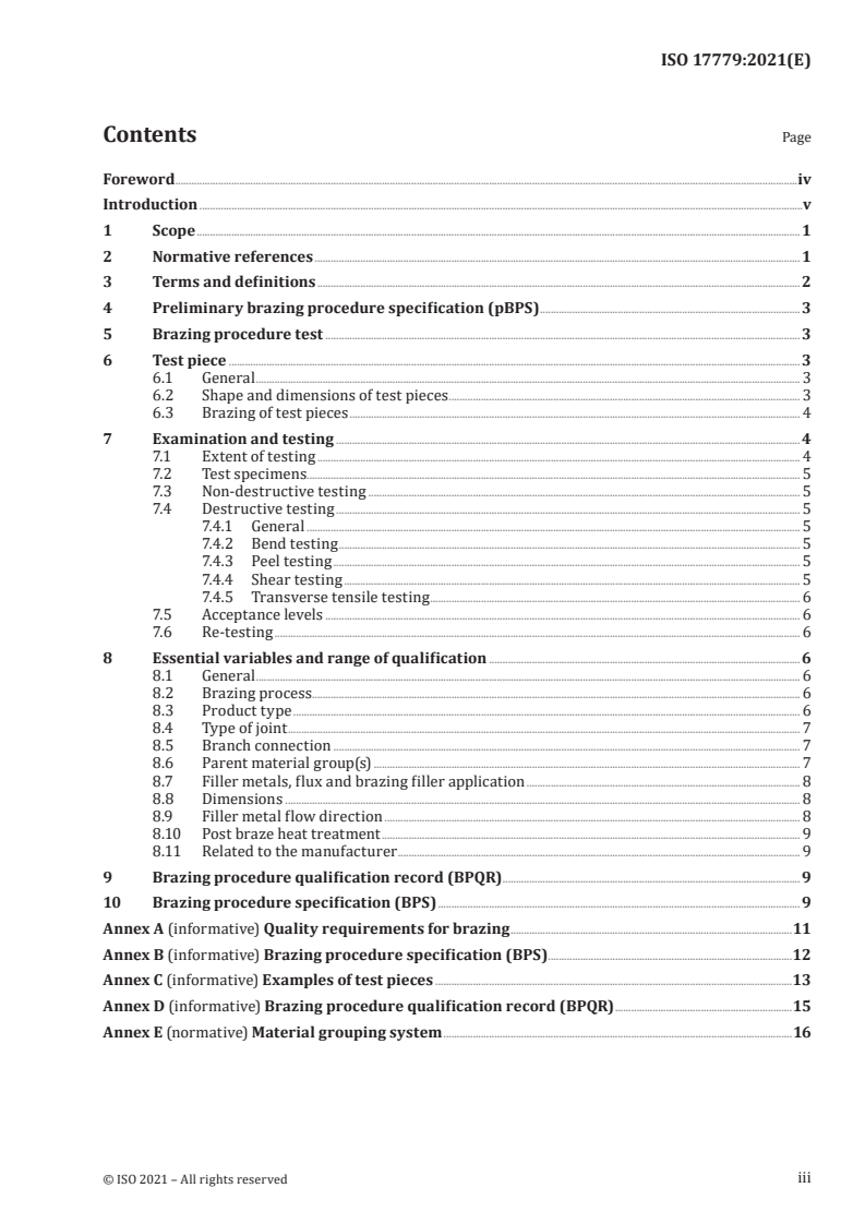 ISO 17779:2021 - Brazing -- Specification and qualification of brazing procedures for metallic materials