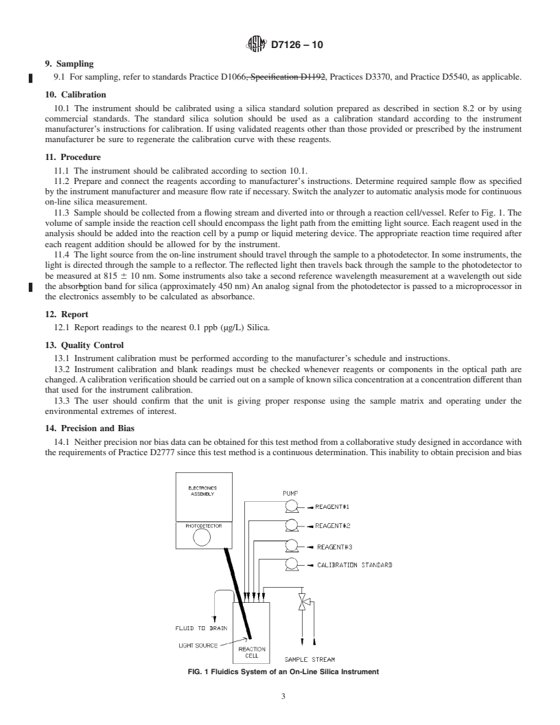 REDLINE ASTM D7126-10 - Standard Test Method for On-Line Colorimetric Measurement of Silica