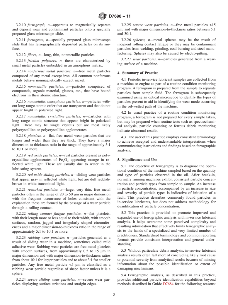 ASTM D7690-11 - Standard Practice for Microscopic Characterization of Particles from In-Service Lubricants by Analytical Ferrography