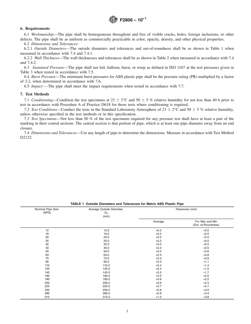 REDLINE ASTM F2806-10e1 - Standard Specification for Acrylonitrile-Butadiene-Styrene (ABS) Plastic Pipe (Metric SDR-PR)