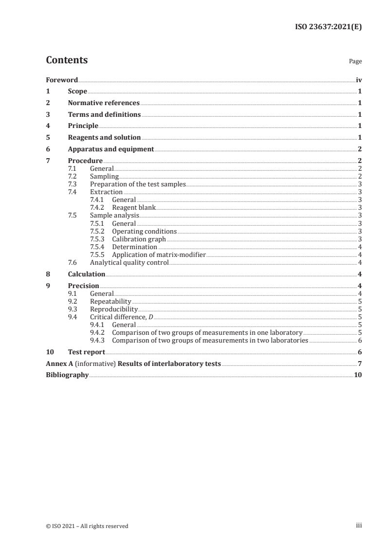 ISO 23637:2021 - Cereals — Determination of cadmium content by graphite furnace atomic absorption spectrometry with diluted nitric acid extraction
Released:12/15/2021