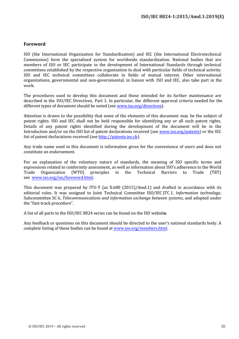 ISO/IEC 8824-1:2015/Amd 1:2019 ISO/IEC 8824-1:2015/Amd 1:2019 - Information technology — Abstract Syntax Notation One (ASN.1): Specification of basic notation — Part 1: — Amendment 1: Relaxing imports clause to allow importation of definitions from new versions of a given module
Released:3/12/2019