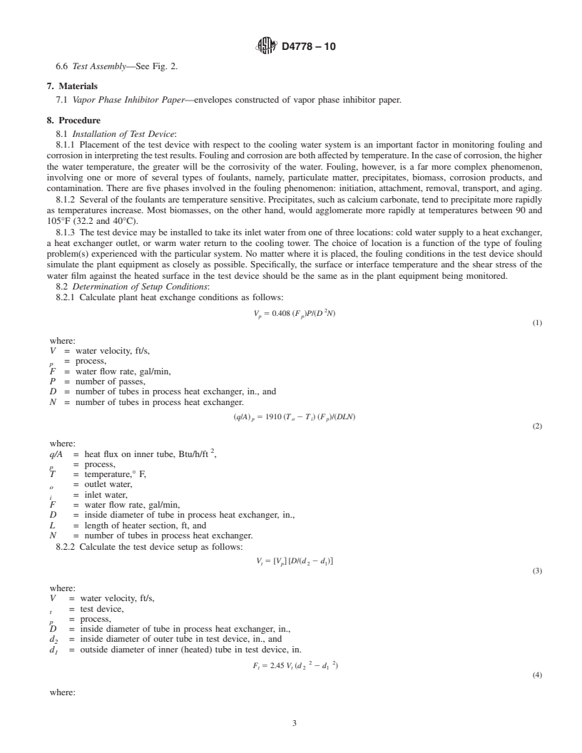 REDLINE ASTM D4778-10 - Standard Test Method for Determination of Corrosion and Fouling Tendency of Cooling Water Under Heat Transfer Conditions