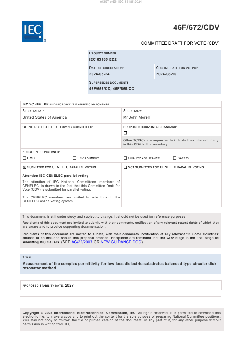 prEN IEC 63185:2024 - BARVE