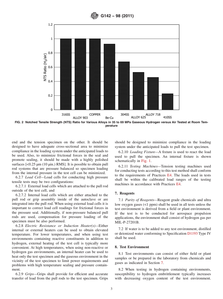 ASTM G142-98(2011) - Standard Test Method for Determination of Susceptibility of Metals to Embrittlement in Hydrogen Containing Environments at High Pressure, High Temperature, or Both