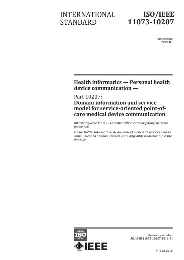 ISO/IEEE 11073-10207:2019 - Health informatics -- Personal health device communication