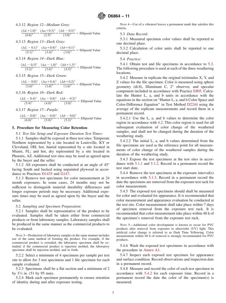 ASTM D6864-11 - Standard Specification for Color and Appearance Retention of Solid Colored Plastic Siding Products (Withdrawn 2018)