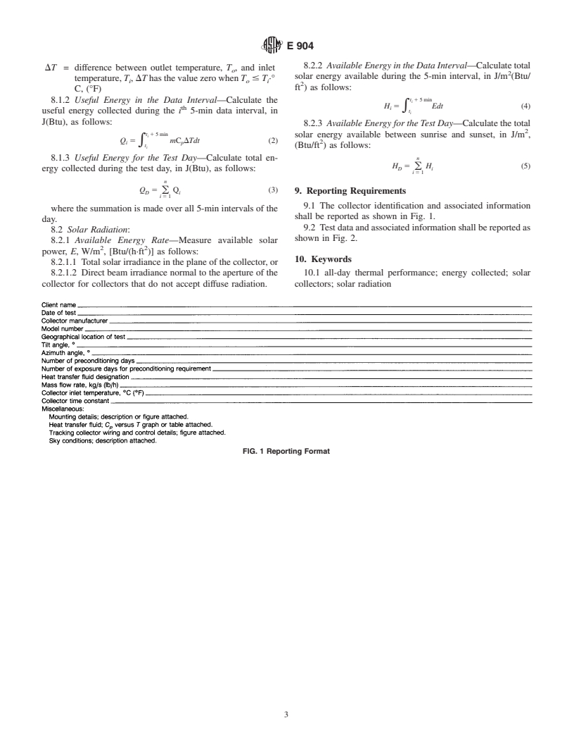 ASTM E904-87(2001) - Standard Practice for Generating All-Day Thermal Performance Data for Solar Collectors